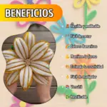 Limpiapipas dorados flexibles en una flor artesanal blanca y dorada, destacando su versatilidad para manualidades y creaciones escolares creativas.