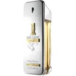 Perfume Paco Rabanne 1 Million Lucky Eau de Toilette, frasco plateado con detalles dorados, 100 ml, diseño elegante en forma de lingote.