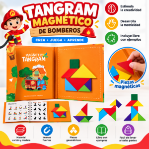 Set x2 Tangram Magnético de Bomberos en Libro Educativo - Estimula la creatividad infantil y mejora la percepción espacial