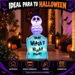 Inflable Halloween Búho con Lápida y Luces LED 1.2M - Ilumina tu entrada con una decoración festiva nocturna - Imagen 2