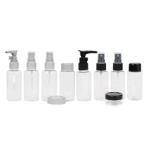 Kit envases viajeros de plástico para artículos de aseo personal - Transporta tus líquidos sin derrames en el equipaje