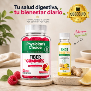Set x2 Fiber Gummies Suplemento de Fibra Prebiótica - Apoyan tu salud digestiva y mejoran el tránsito intestinal diario
