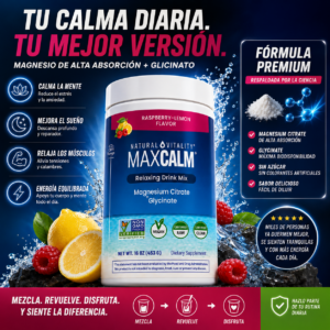 Citrato de Magnesio en Polvo MaxCalm Frambuesa Limón - Favorece el descanso profundo y reduce la tensión muscular