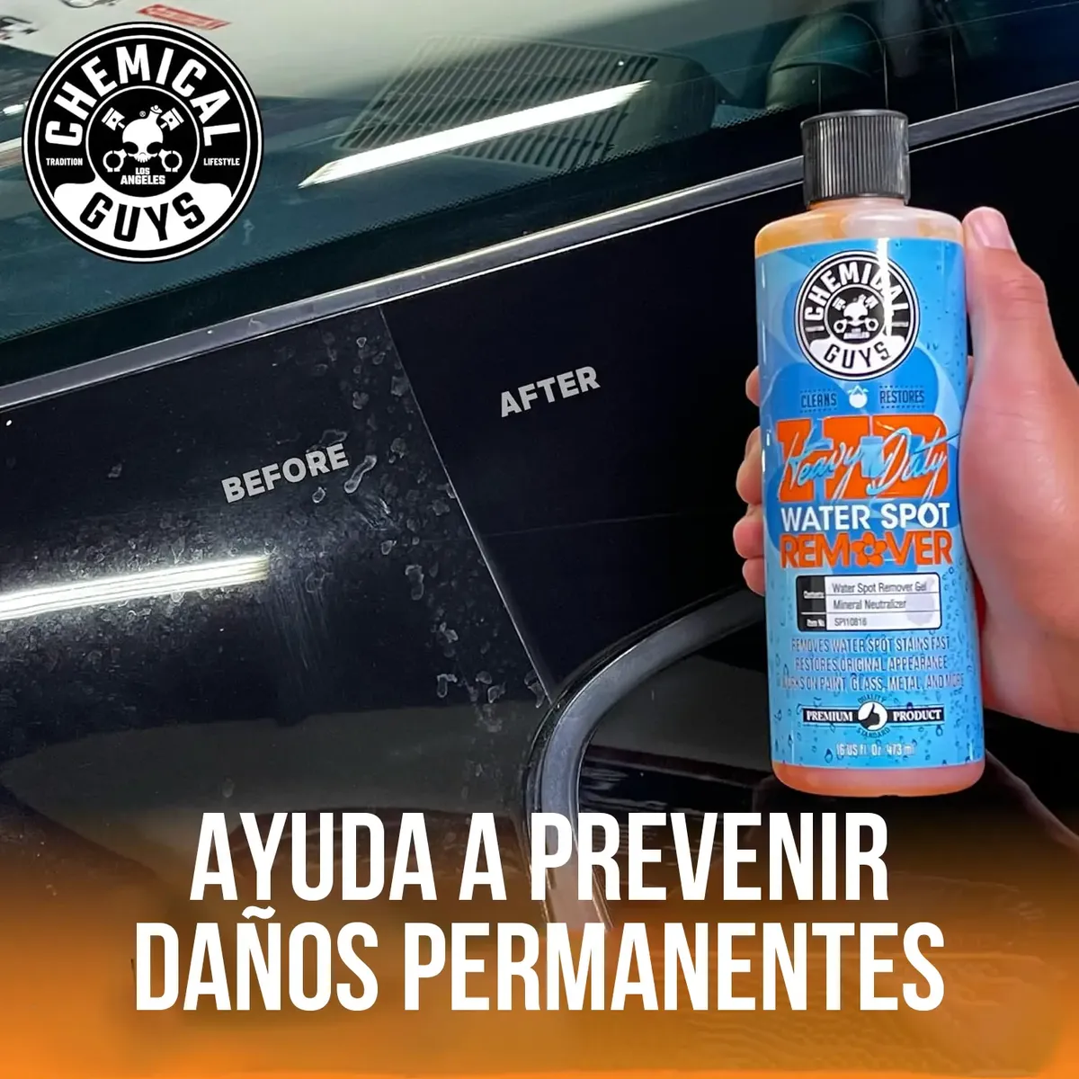 Removedor de Manchas de Agua en Gel para Autos y Cristales - Elimina depósitos minerales y recupera el brillo original de las superficies