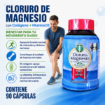 Cloruro de Magnesio con Colágeno y Vitamina D3 90 Cápsulas - Fortalece tus músculos y huesos diariamente