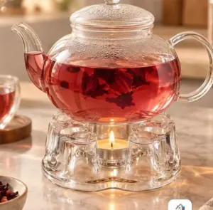 Base calentadora de vidrio borosilicato para tetera e infusora - Mantiene tus bebidas calientes durante horas sin electricidad