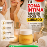 Bálsamo hidratante íntimo Vulva Balm en frasco amarillo, rodeado de elementos de spa con velas y toallas, para el equilibrio del pH.
