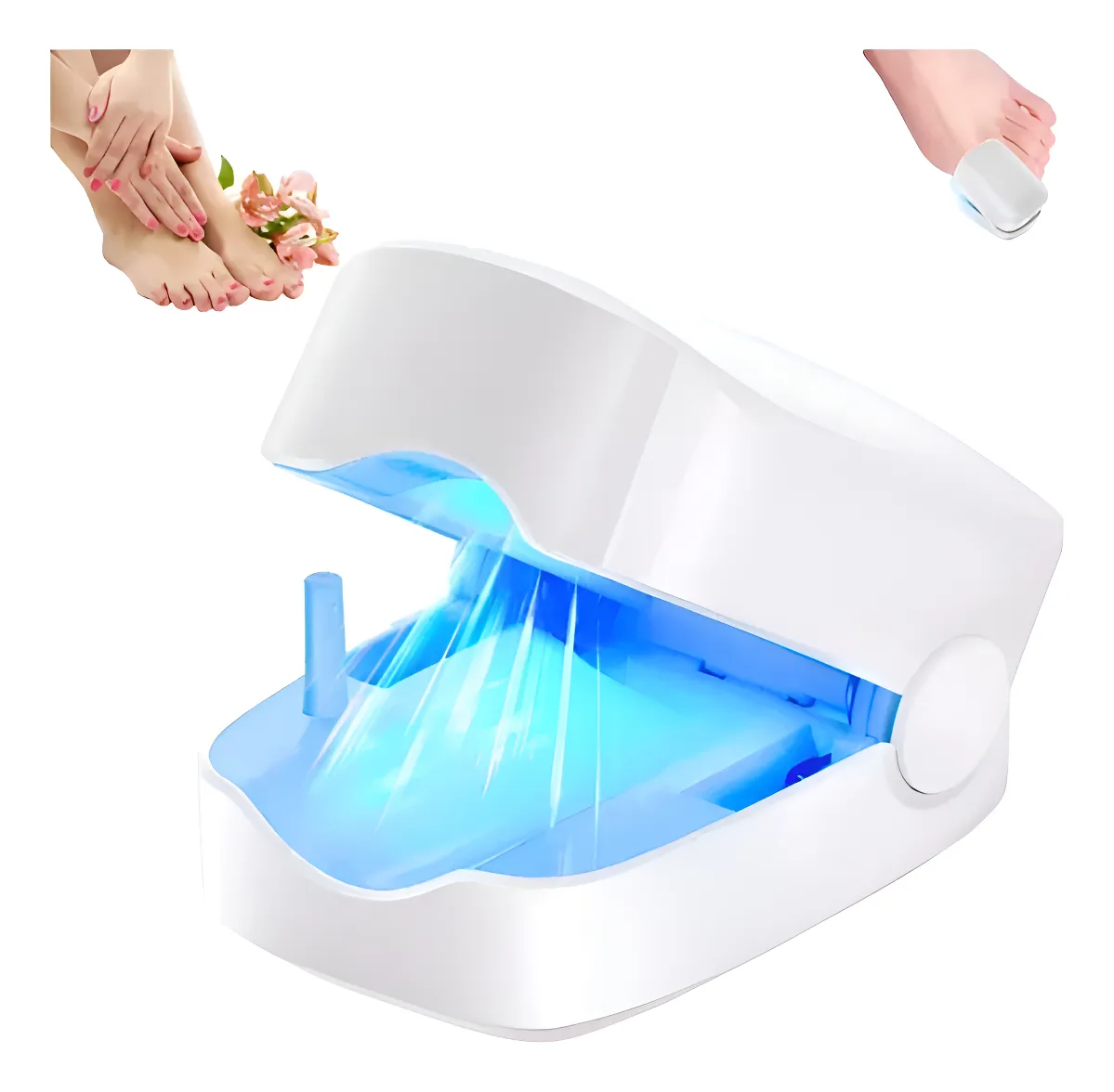 Láser blanco dual para micosis de uñas con luz azul activa y dispositivo portátil para manos y pies.