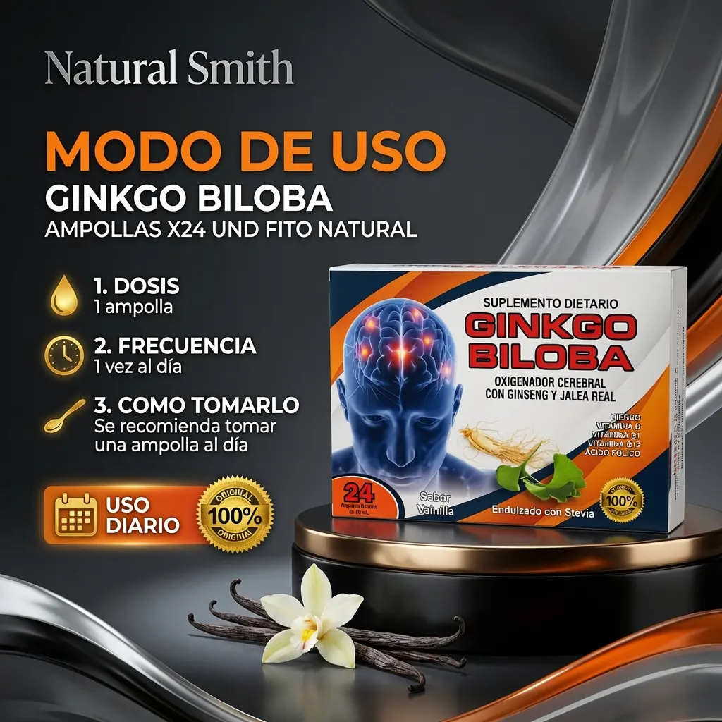 Ginkgo Biloba en ampollas Fito Natural x24 unidades - Mejora la concentración y estimula la circulación cerebral