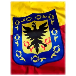Set x2 Bandera de Bogotá D.C con Escudo 1x1.5m de Poliéster - Representa la identidad institucional con alta durabilidad y colores oficiales