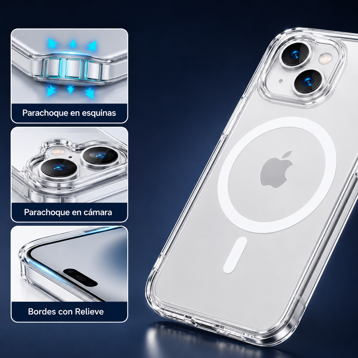 Estuche MagSafe transparente para iPhone 17 Pro con bordes reforzados, protección de cámara y diseño antirrayones