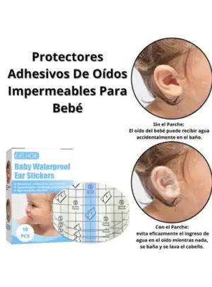 Set x5 Parches impermeables protectores para oídos de bebé - Evitan la entrada de agua durante el baño y la natación