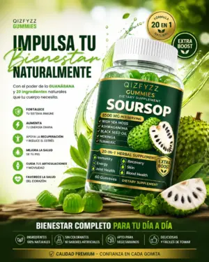 Gomitas de Guanábana con Ashwagandha y Cúrcuma - Fortalecen tu sistema inmune y aportan energía diaria