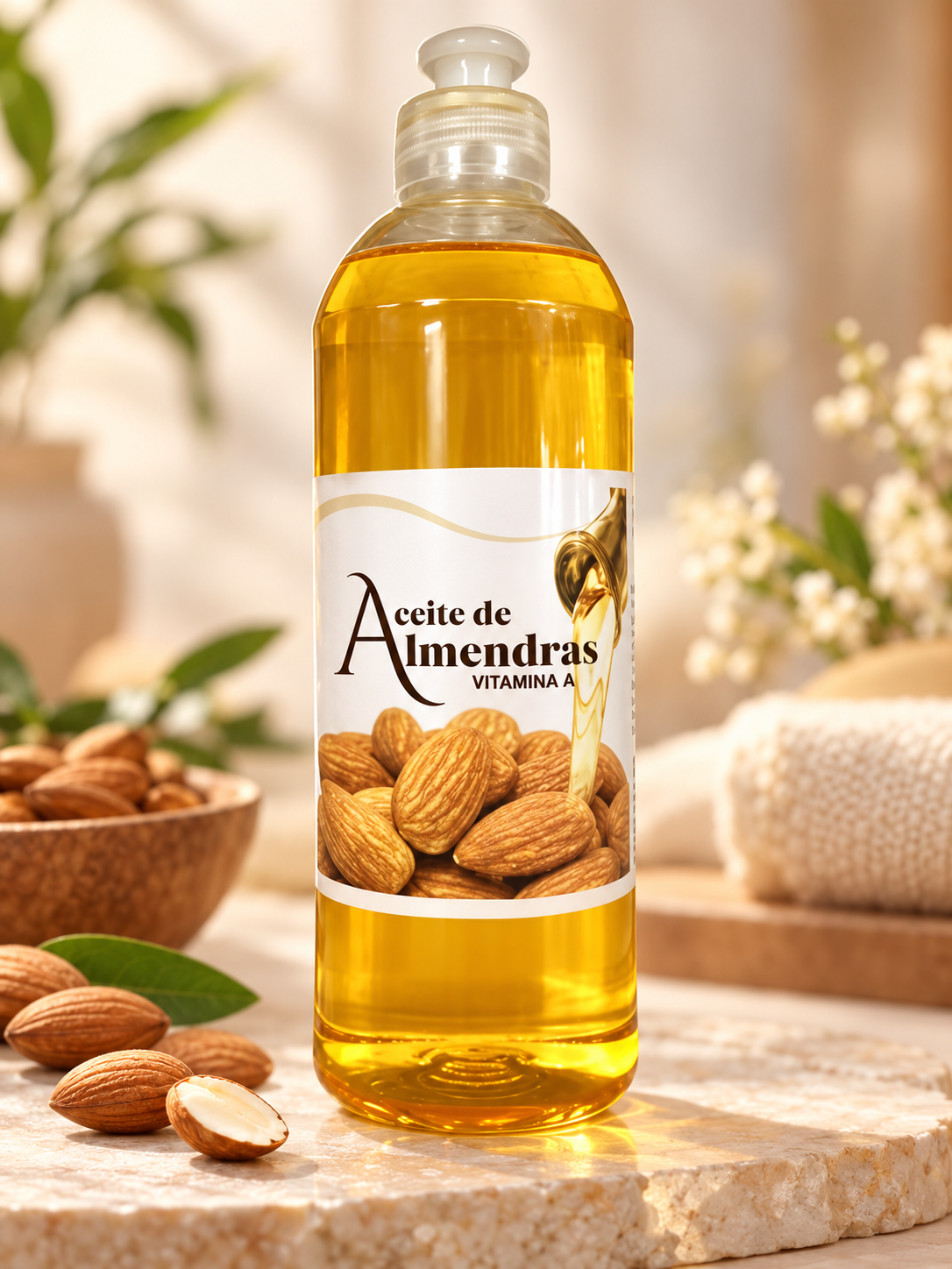 Aceite de Almendras con Vitamina A 120 ml - Hidrata profundamente la piel y aporta brillo al cabello