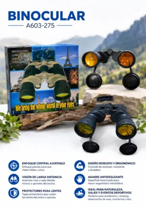 Binoculares de larga distancia para observación de aves y senderismo - disfruta de paisajes nítidos con enfoque ajustable