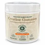 Frasco de creatina en gomitas sabor fruta tropical Vital Source para fuerza y recuperación.