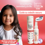 Shampoo y atomizador Esencia Mágica Crecimiento Kids para cabello oscuro infantil, presentación nueva con extracto de cebolla roja y cola de caballo.