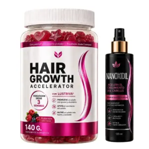 Set x2 Sistema Crecimiento Capilar con Gomitas y Sérum - Acelera la densidad de tu cabello de forma natural