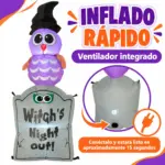 Inflable Halloween Búho con Lápida y Luces LED 1.2M - Ilumina tu entrada con una decoración festiva nocturna - Imagen 4