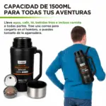Termo de Acero Inoxidable Vacuum 1500 ml con Tapa Hermética y Doble Taza - Disfruta tus bebidas a la temperatura ideal durante todo el día - Imagen 3