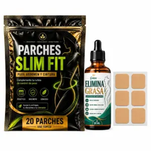 Set x2 Kit de parches reductores y gotas quemagrasa para abdomen - ayudan a desinflamar y moldear la cintura diariamente