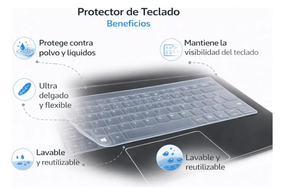 Membrana Protectora Silicona para Teclado de 15 Pulgadas - Evita daños por líquidos y polvo - Imagen 2