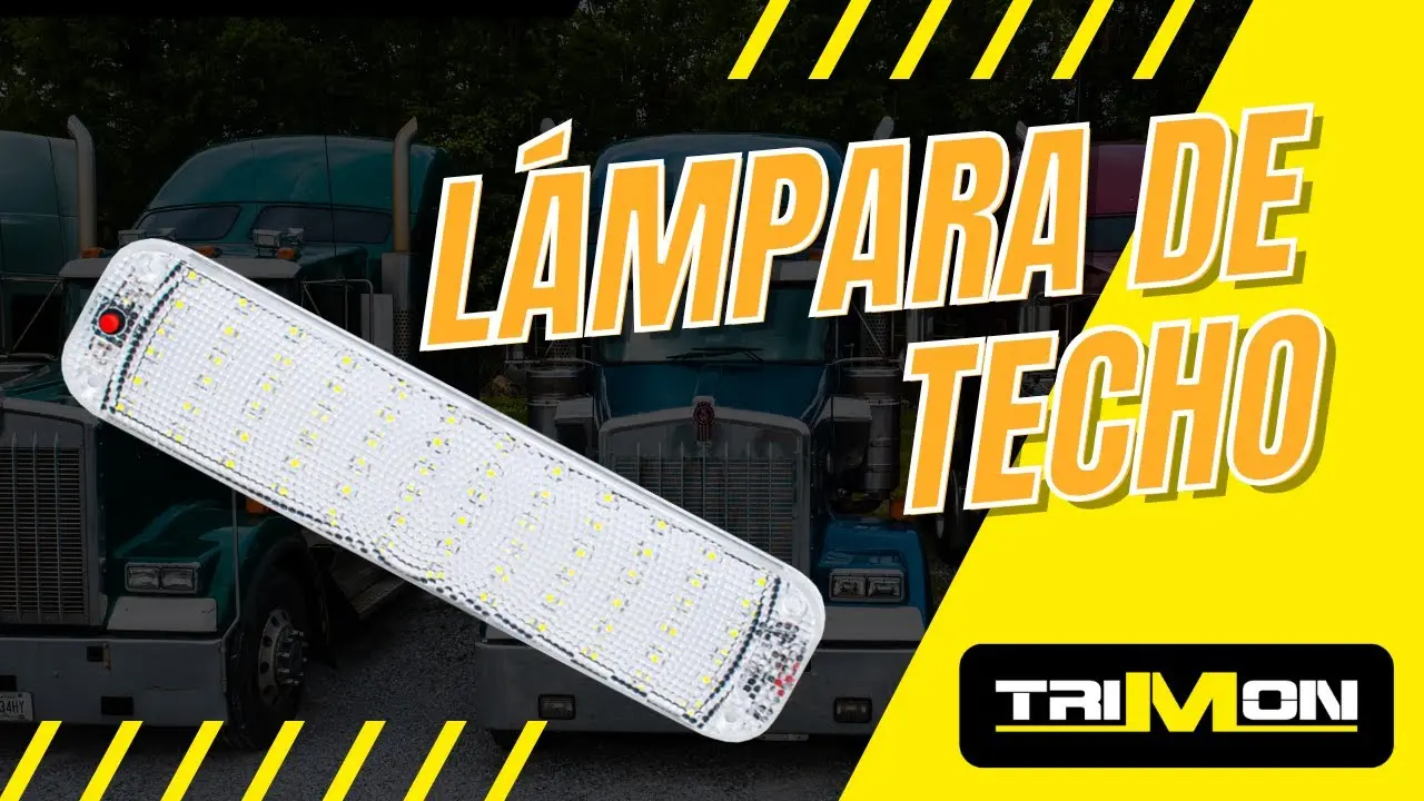 Lámpara de techo LED rectangular y alargada con textura difusora blanca, diseñada para iluminar la cabina de vehículos de carga.