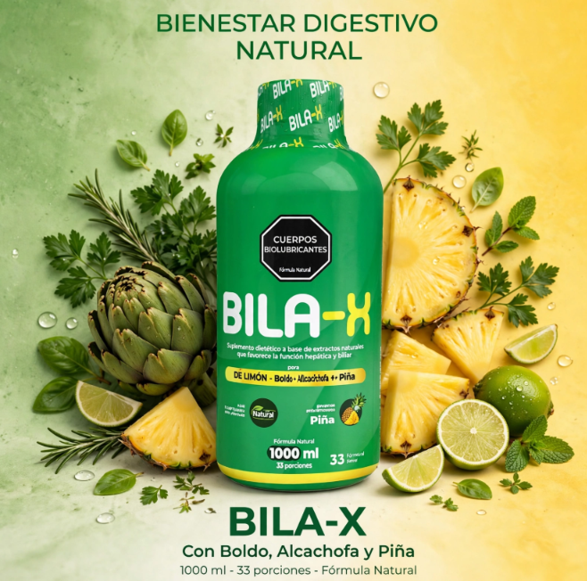 Set x4 Concentrado Líquido BILA-X de Boldo Alcachofa y Piña - Favorece la digestión y la función hepática natural