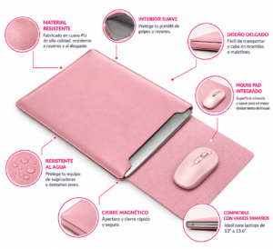 Funda para Portátil 14" Tipo Sobre Rosad