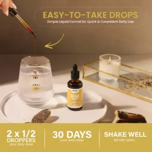 Vitamina D3 K2 Bella All Natural Gotero Líquido de Absorción Rápida - Complementa tu nutrición diaria sin tragar cápsulas