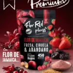 Bebida en polvo de linaza Vitalys Fbr Red Plus de 450 gramos, sabor frutos rojos con flor de jamaica, fresa, ciruela y arándano.