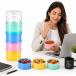 Dosificador de Snacks de 4 Compartimentos Apilable y Hermético - Organiza y transporta tus alimentos sin mezclas - Imagen 7