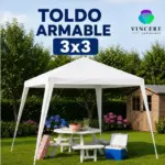 Toldo Carpa Armable 3x3 Metros para Jardín y Camping - Proteges tus espacios exteriores contra el sol intenso - Imagen 2