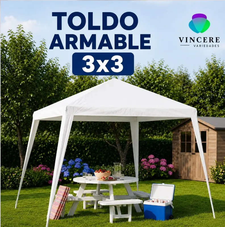 Toldo Carpa Armable 3x3 Metros para Jardín y Camping - Proteges tus espacios exteriores contra el sol intenso
