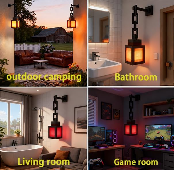 Set dos lámparas LED decorativas de pared diseño píxeles en cuatro ambientes, luz cálida e iluminación RGB ambiental para interiores y exteriores.