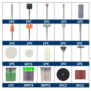 Kit 105 accesorios para mini taladro y herramienta rotativa - realizas cortes y pulidos con precisión profesional en madera metal y vidrio