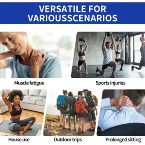 Set de dos parches adhesivos de microagujas para alivio muscular, ideal para fatiga, deporte, uso en casa, viajes y largas jornadas de oficina.