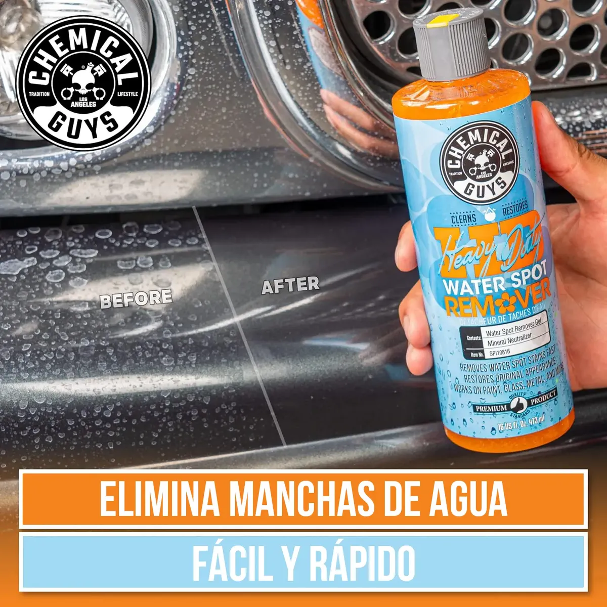 Removedor de Manchas de Agua en Gel para Autos y Cristales - Elimina depósitos minerales y recupera el brillo original de las superficies