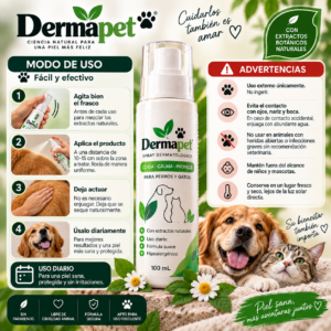 Set x2 Dermapet Spray Dermatologico Natural para Perros y Gatos - Alivia la picazon y protege la piel sensible