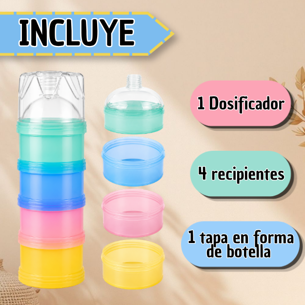 Dosificador de Snacks de 4 Compartimentos Apilable y Hermético - Organiza y transporta tus alimentos sin mezclas
