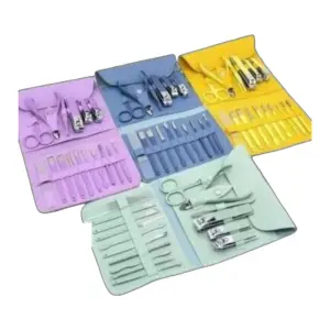 Set x2 Kit de manicura y pedicura 16 piezas con estuche portátil - Mantén tus uñas impecables en casa o de viaje