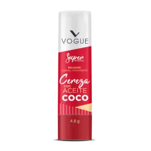 Set x3 Bálsamo labial de cereza y aceite de coco Vogue 4.8g - hidrata y protege tus labios contra la resequedad