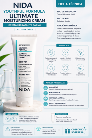 Set x2 Crema hidratante facial Nida con colágeno y niacinamida - Logra una piel radiante y profundamente hidratada