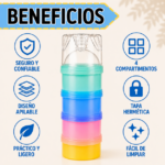 Dosificador de Snacks de 4 Compartimentos Apilable y Hermético - Organiza y transporta tus alimentos sin mezclas - Imagen 5