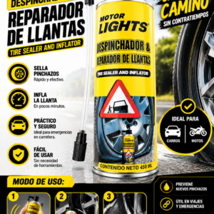 Set x2 Spray Inflador y Sellador de Llantas 450 ml - Repara pinchazos en segundos sin herramientas