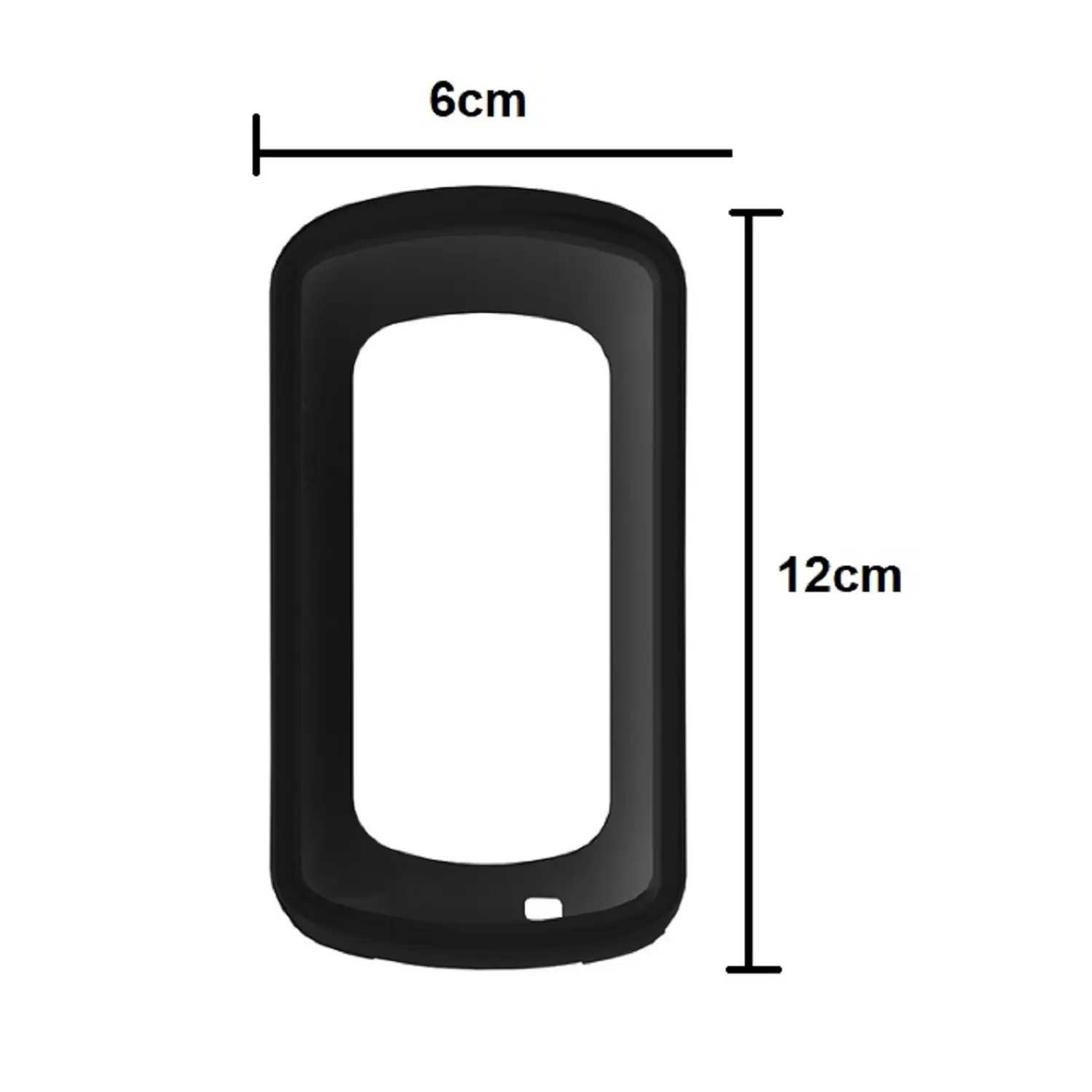 Funda protectora negra para GPS de ciclismo Garmin, con diseño ergonómico de 6 cm de ancho por 12 cm de alto para absorber impactos y evitar rayones.