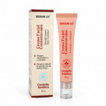 Crema contorno de ojos Serum 10 con Centella Asiática, presentación de 20g en tubo color durazno y caja beige, diseñada para firmeza y líneas finas.