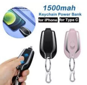 Set x2 Llavero Cargador Portátil de Emergencia 1500 mAh - Evita quedarte sin batería cuando estás fuera de casa