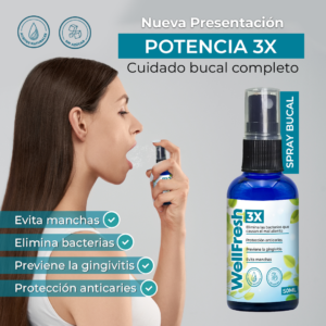 Set x2 Spray Bucal WellFresh 3X Antiséptico 50 ml - Neutraliza las bacterias para garantizar un aliento fresco