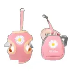 Set x2 arnés rosa para perros y gatos pequeños con estampado de margarita blanca y mochila a juego con correa ajustable